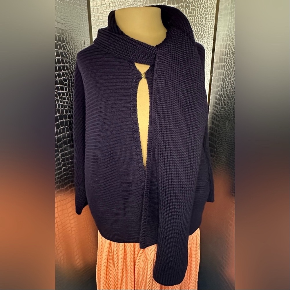 Escada Women's Deep Blue Purple Cowl Neck Sweater